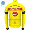 Completo Maglia ML + Pantaloncino con bretelle ML 2022 Bingoal Pauwels Sauces WB Winter Invernale Giallo Neon Rosso